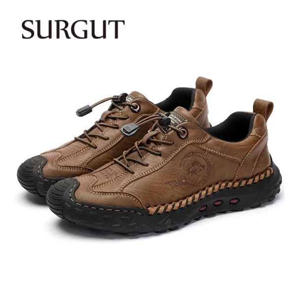 Sapatos masculino de couro, Surgut-sapatos casuais, feitos à mão, respiráveis, macios, bons para o trabalho - Image 2