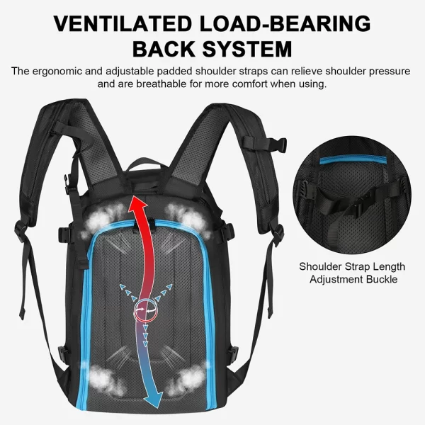 Mochila de esqui impermeável, Saco de esqui ao ar livre, Grande capacidade, Armazenamento respirável do capacete, Pendurar capacete, Saco de esqui ajustável - Image 5