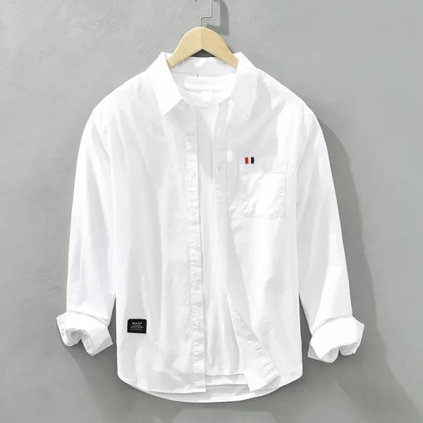 Camisas casuais clássicas masculinas, algodão puro, finas, gola virada para baixo, nova, outono, C6677 - Image 9