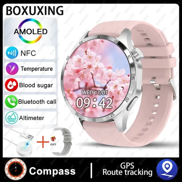 Relógio de pulso masculino, GT4 Pro Smartwatch, Rastreador GPS, Tela HD 360x360, Chamada Bluetooth, Frequência Cardíaca, NFC, Novo, Huawei, Xiaomi, 360 - Image 13