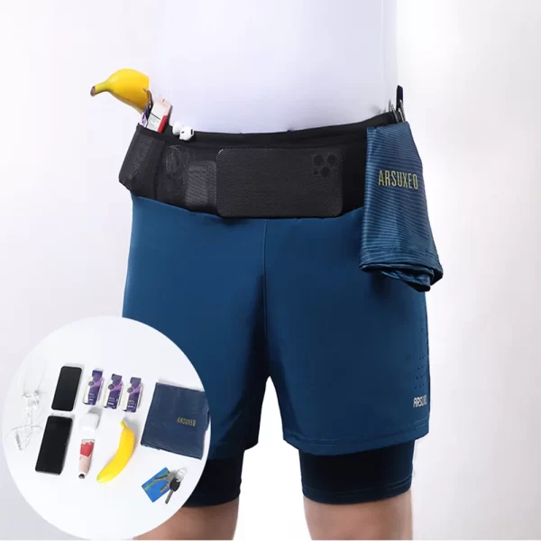 Shorts masculino, ARSUXEO-de corrida respirável de secagem rápida, esportes ao ar livre, calças curtas, treinamento de ginástica, fitness, exercício, 2 em 1 - Image 5
