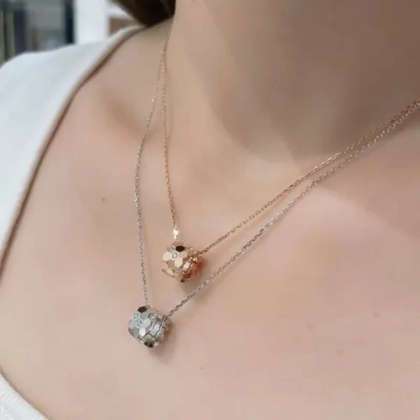 Colar feminino, 925 Sterling Silver Honeycomb Necklace, Jóia Fina, Espaçador, Cilindro, Marca Famosa, Alta Qualidade, Corrente, Cilindro - Image 5