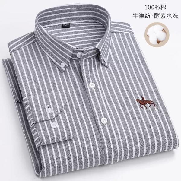 Camisas masculina formal slim fit, plus size, camisas de manga comprida para escritório, roupas, 100% algodão, novo - Image 22
