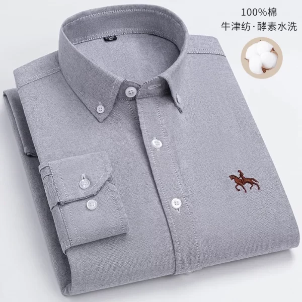 Camisas masculina formal slim fit, plus size, camisas de manga comprida para escritório, roupas, 100% algodão, novo - Image 11