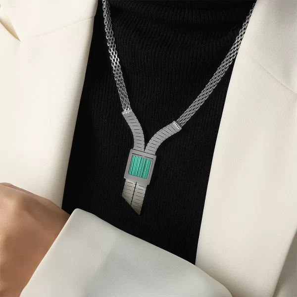 Colar de Corrente de Aço Inoxidável feminino, Concha Quadrada Branca, Pingente de Cristal, Colar Estético, Joias Luxuosas Femininas, 316L - Image 3