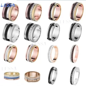 Anel giratório feminino, marca de moda, joias de luxo, presente dia dos namorados, casal.