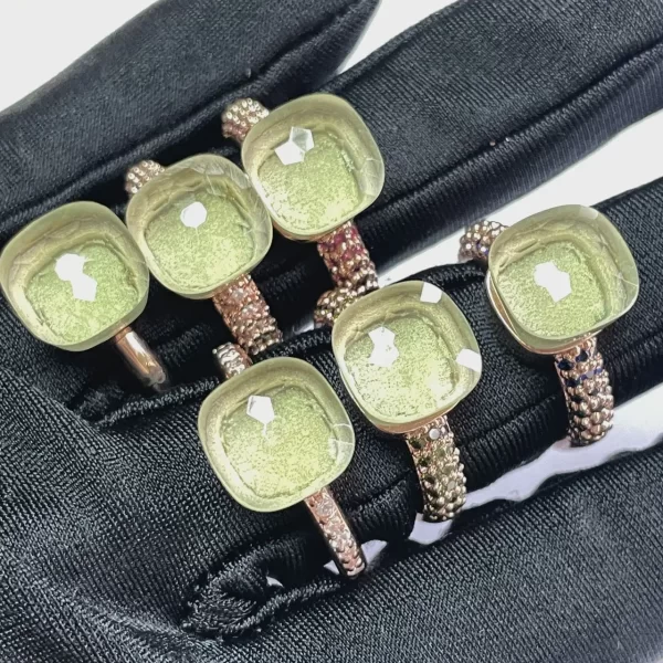 Anel feminino, Amarelo Cristal Doce 6 Anéis, Joalheria de Noivado, Moda, Clássico.