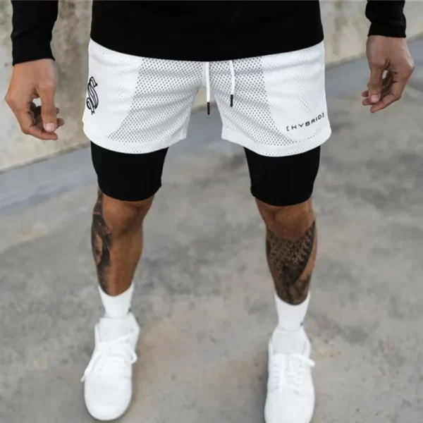 Shorts masculino corrida de fitness seco rápido, shorts de malha, calças curtas para musculação, 2 em 1, alta qualidade, verão - Image 9