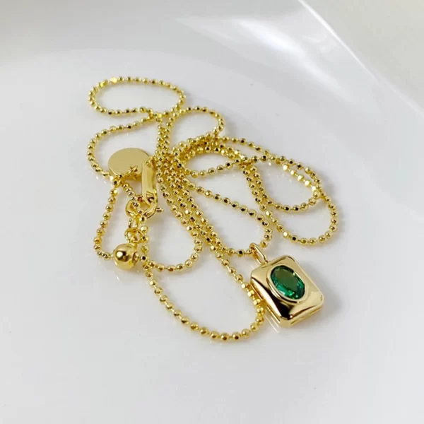 Colar feminino, Wpb s925 prata esterlina retângulo,  esmeralda pingentes jóias, clavícula corrente de festa - Image 3