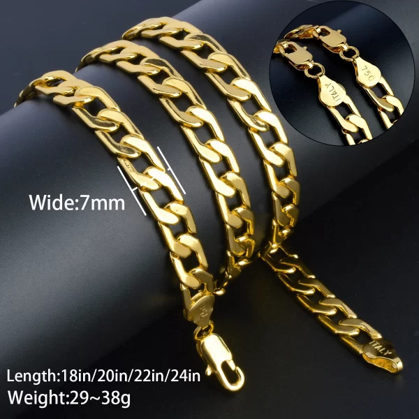 Colar ensolarado banhado a ouro unissex, punk básico, corrente de elos cubanos, colar longo, acessórios para jóias no pescoço, moda. - Image 6