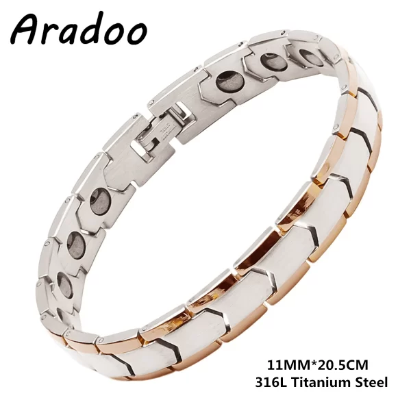 Pulseira/Bracelete, masculino, magnético do emagrecimento do aço Titanium, braceletes anti-radiação da terapia. - Image 40