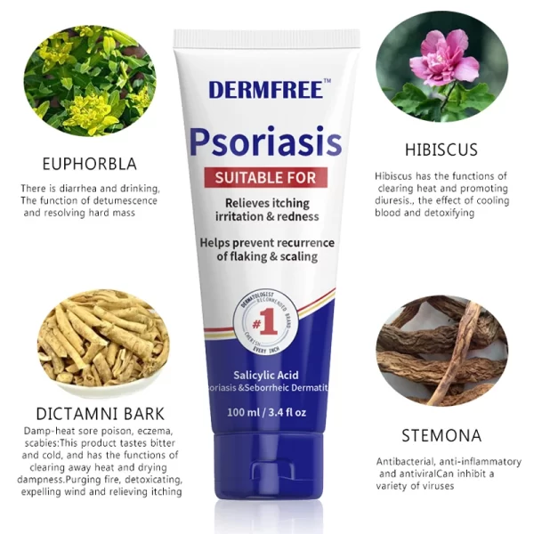 Creme Antibacteriano Psoríase, Pomada Eczema, Tratamento da Pele, Dermatite, Odor do Pé comichão, Erva-Medicina, Cuidados Psoríase, 100ml por g - Image 2