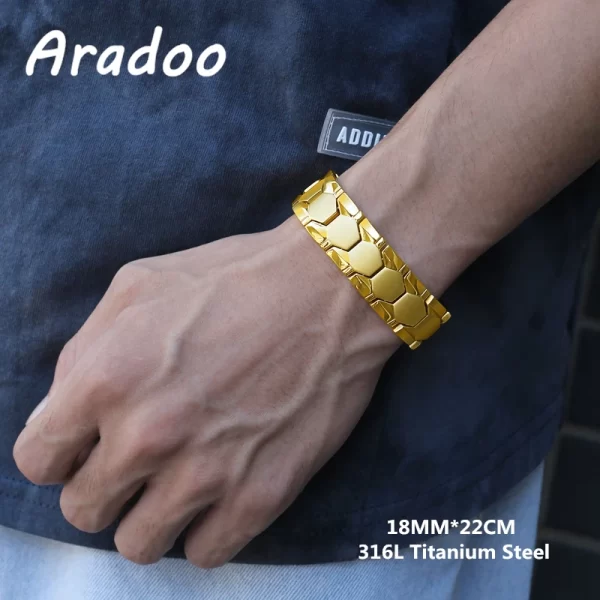 Pulseira/Bracelete, masculino, magnético do emagrecimento do aço Titanium, braceletes anti-radiação da terapia. - Image 14