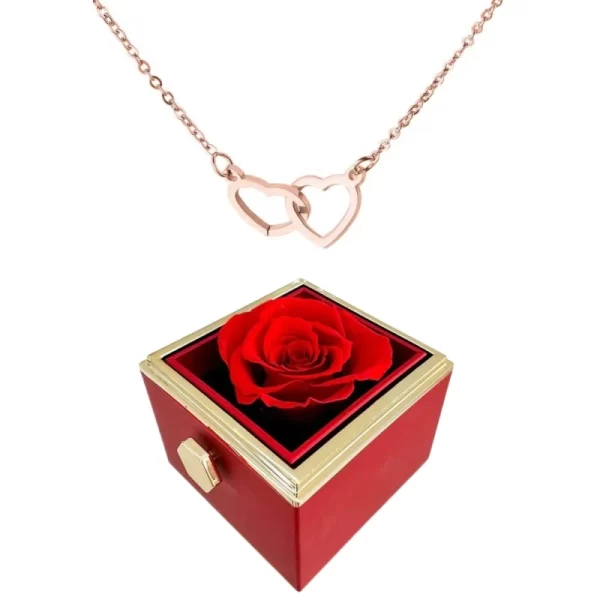 Colar Gravado Coração, Rotating Rose Box, Eternamente Preservado. - Image 2