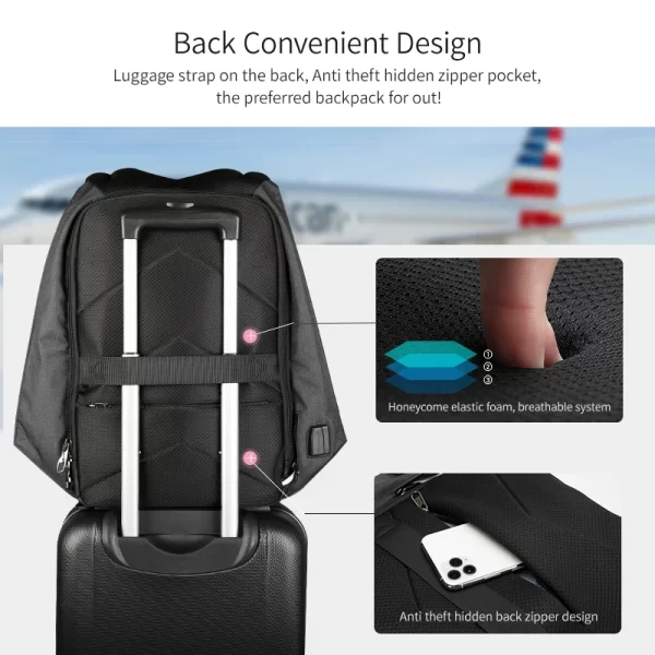 Mochila feminina impermeável, Tigernu, anti-roubo USB, bolsa para laptop, moda viagem e bolsa escolar, 15.6" - Image 5