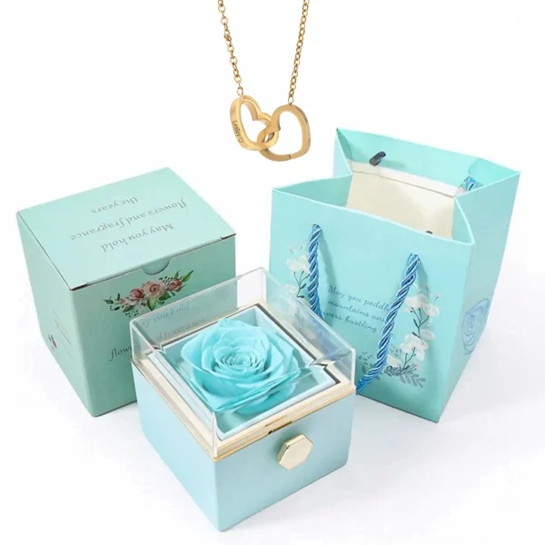 Colar Gravado Coração, Rotating Rose Box, Eternamente Preservado. - Image 7