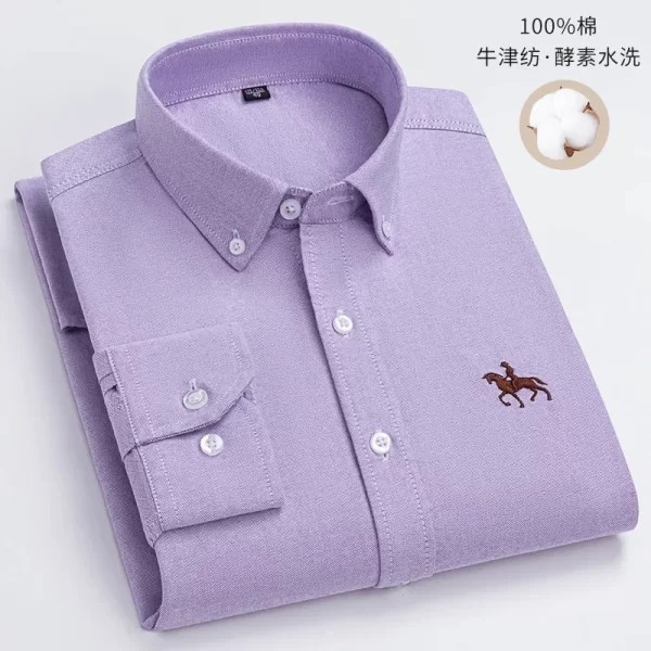 Camisas masculina formal slim fit, plus size, camisas de manga comprida para escritório, roupas, 100% algodão, novo - Image 9