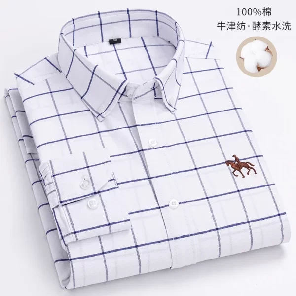 Camisas masculina formal slim fit, plus size, camisas de manga comprida para escritório, roupas, 100% algodão, novo - Image 18