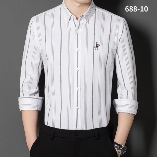 Camisa de manga comprida Oxford Stripes masculina, Clássica, Versátil, Algodão, Casual, Social Fashion, Quatro Estações - Image 14