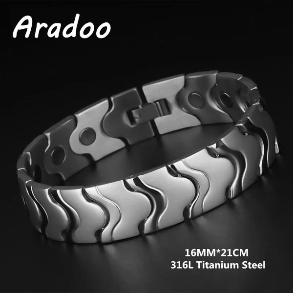 Pulseira/Bracelete, masculino, magnético do emagrecimento do aço Titanium, braceletes anti-radiação da terapia. - Image 11