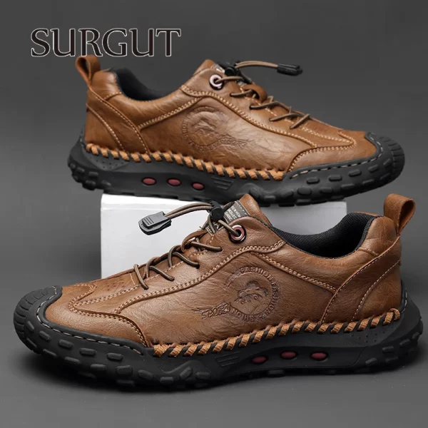 Sapatos masculino de couro, Surgut-sapatos casuais, feitos à mão, respiráveis, macios, bons para o trabalho - Image 7