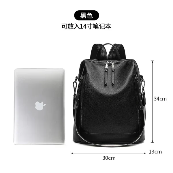 Mochila de couro de grande capacidade feminina, moda versátil, bolsa de viagem lazer, mochila maré, nova. - Image 7