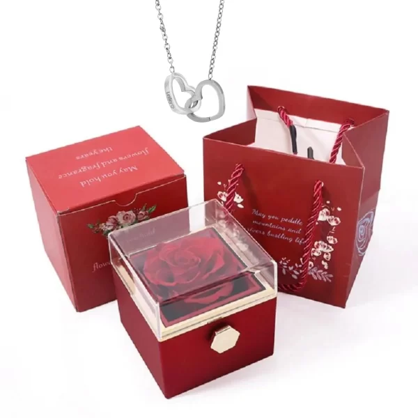 Colar Gravado Coração, Rotating Rose Box, Eternamente Preservado. - Image 11