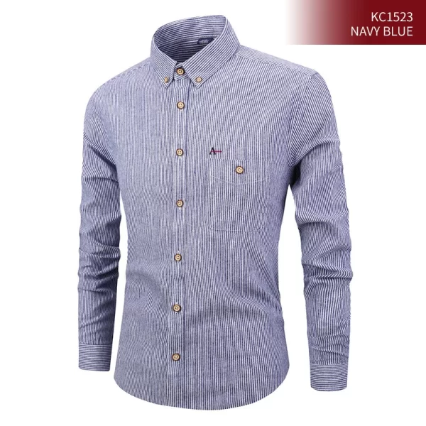 Camisas masculina listradas de manga longa, novos camisa xadrez escritório vestido de negócios sociais camisas padrão caber algodão alta qualidade topos