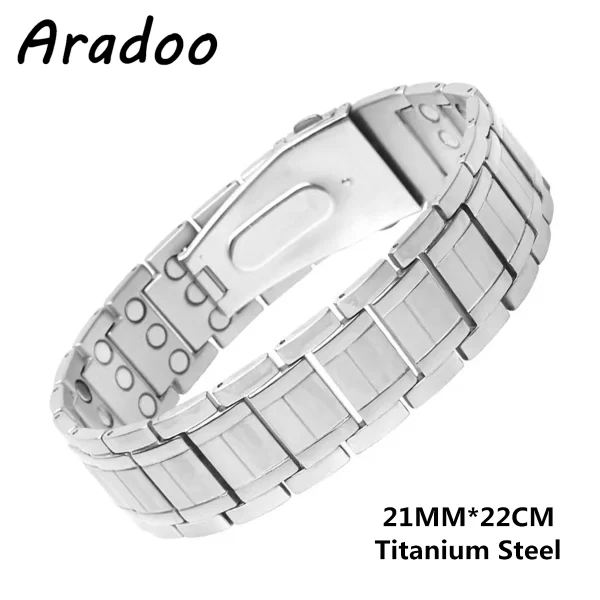 Pulseira/Bracelete, masculino, magnético do emagrecimento do aço Titanium, braceletes anti-radiação da terapia. - Image 27