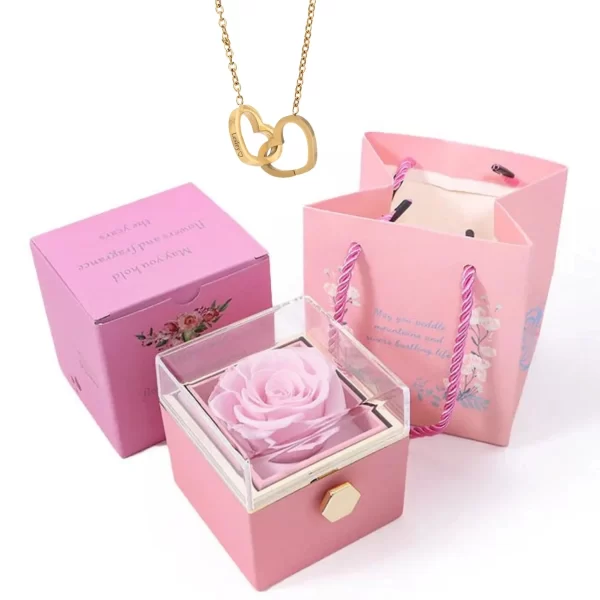 Colar Gravado Coração, Rotating Rose Box, Eternamente Preservado. - Image 13