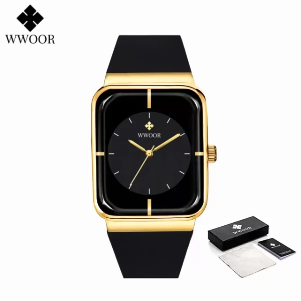 Relógio com pulseira de silicone, masculino WWOOR-impermeável, relógio de pulso quadrado simples, moda, tendência, original - Image 13