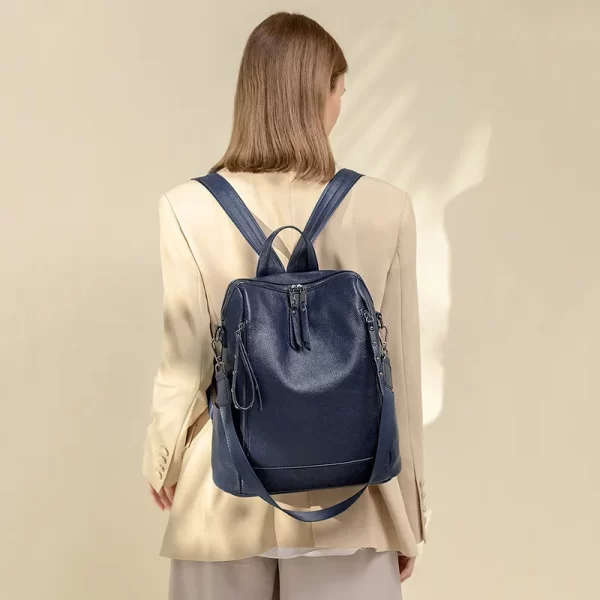 Mochila de couro de grande capacidade feminina, moda versátil, bolsa de viagem lazer, mochila maré, nova. - Image 3