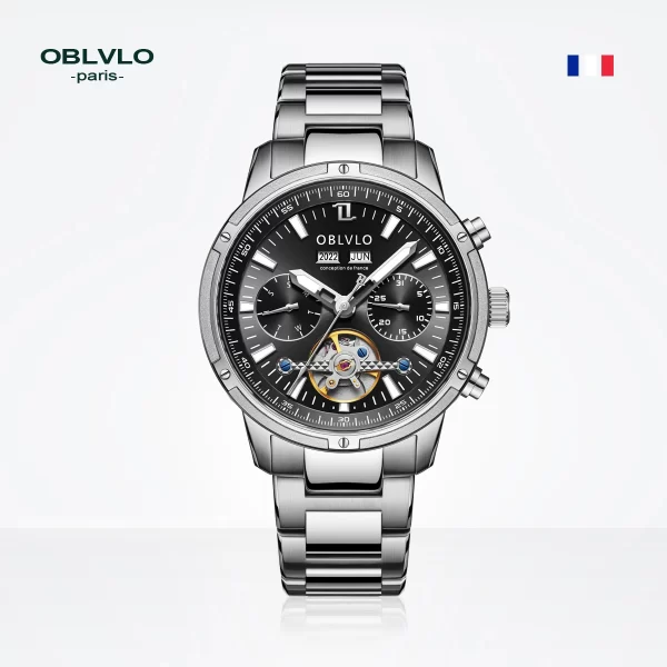 Relógio de pulso automático masculino, Oblvlo, de aço tourbillon, super luminosa relógios à prova d água CM-T - Image 11