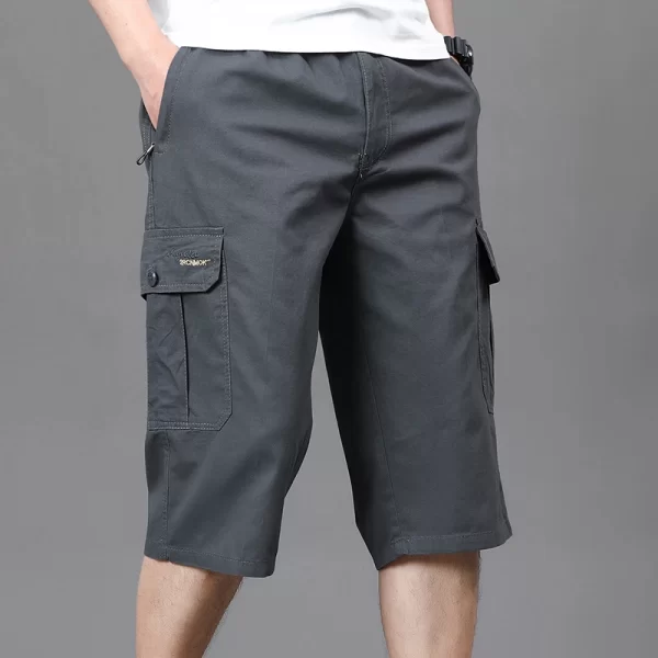 Bermuda casual reta masculina, monocromática, calça de joelho, monocromática, bolsos, emendados, estilo safari, uso diáriio, roupas da moda, verão. - Image 6