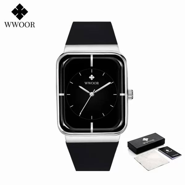 Relógio com pulseira de silicone, masculino WWOOR-impermeável, relógio de pulso quadrado simples, moda, tendência, original - Image 15