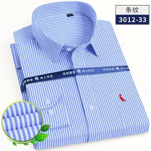 Camisas masculina de fibra de bambu resistente a rugas, manga comprida, rosto engomado, negócio, novo