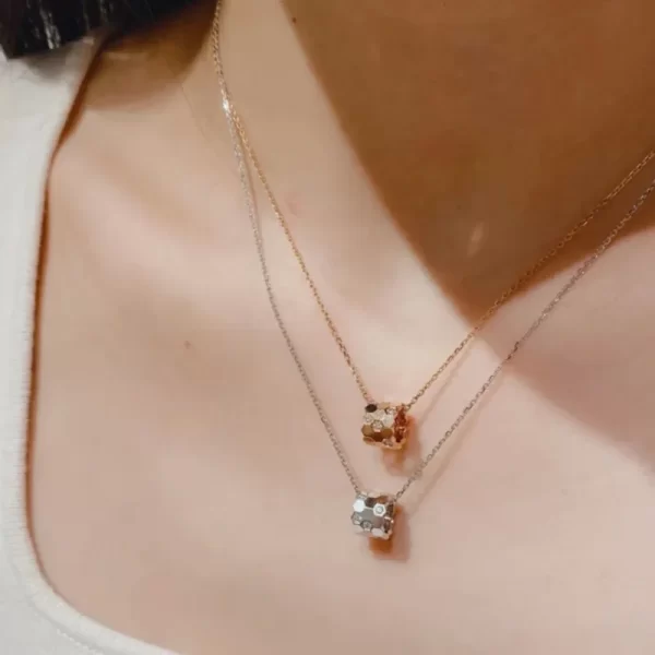 Colar feminino, 925 Sterling Silver Honeycomb Necklace, Jóia Fina, Espaçador, Cilindro, Marca Famosa, Alta Qualidade, Corrente, Cilindro - Image 6