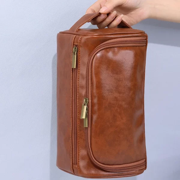 Bolsa de maquilagem multifunções em pele à prova de água feminino, mala de viagem, organizador de artigos de higiene pessoal, bolsas de cosméticos - Image 5