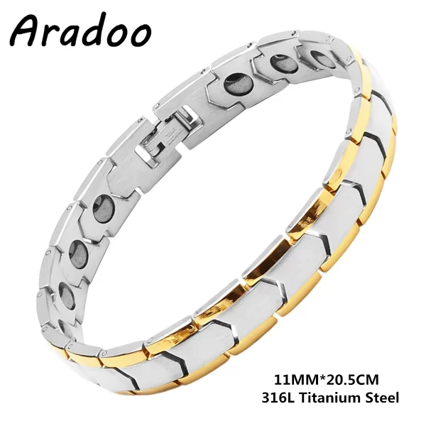 Pulseira/Bracelete, masculino, magnético do emagrecimento do aço Titanium, braceletes anti-radiação da terapia. - Image 39