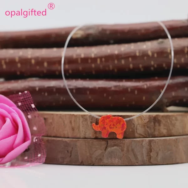 Colar Opala elefante, Transparente Nylon Cadeia Sintética, Transparente Colar para Senhora presente - Image 11
