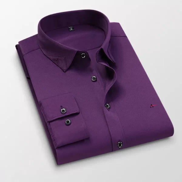 Camisas masculina elásticas bordadas manga longa, camisas casuais de negócios, marca da moda, nova, outono - Image 13