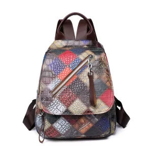 Mochila de couro macio PU feminina, Bolsa de grande capacidade, de viagem de lazer simples, mochila pequena, moda, nova