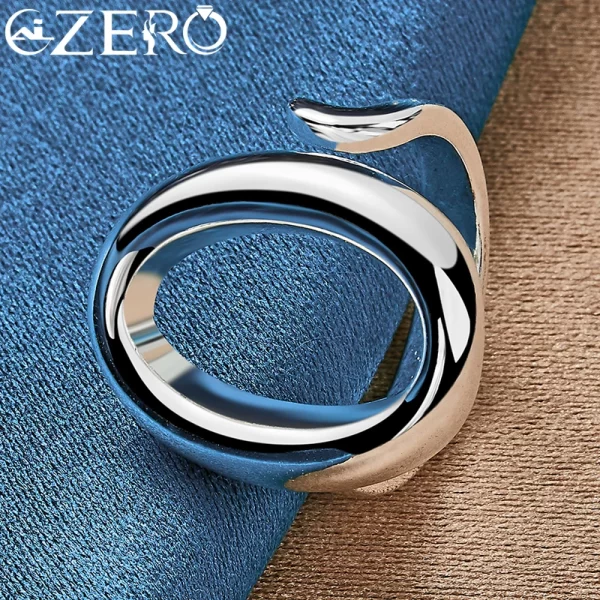 Anel unissex, 925 Sterling Silver Classic Circle O Ring Ajustável,  de Natal, de Casamento, Moda Partido Charme Jóias. - Image 2