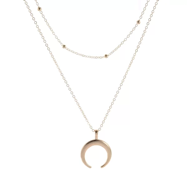 Colar de pingente de lua dupla feminino, gargantilha brilhante, cor dourada, design de luxo, presente joalheria, moda - Image 7