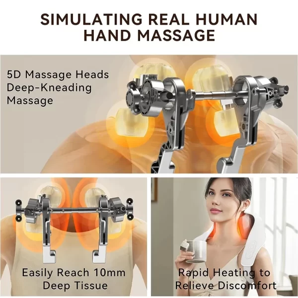 Aparelho de Massagem Elétrica Acupressão Xaile, Pescoço, Ombro, Costas, Wireles Calor Automático, Músculo, Trapézio, Travesseiro Cervical, Perna, Corpo - Image 6