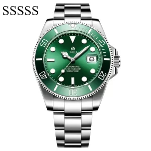 Relógio de pulso masculino mecânico automático, Sapphire Glass Watch, Luxury Ceramic Bezel, RolexSubmariner, SSSS SS, Novo.