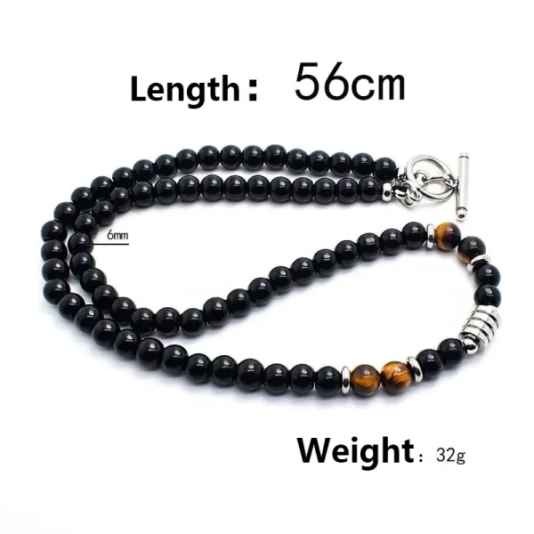 Colar masculino, aço inoxidável Tiger Eye Black Crystal Colar Pingente, Pedra Natural Strand, Frisado Jóias, Personalidade Moda - Image 10