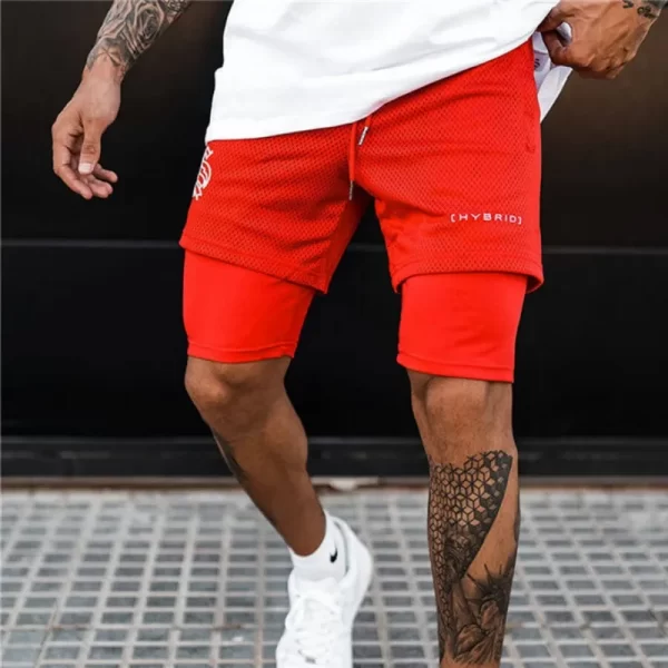 Shorts masculino corrida de fitness seco rápido, shorts de malha, calças curtas para musculação, 2 em 1, alta qualidade, verão - Image 5