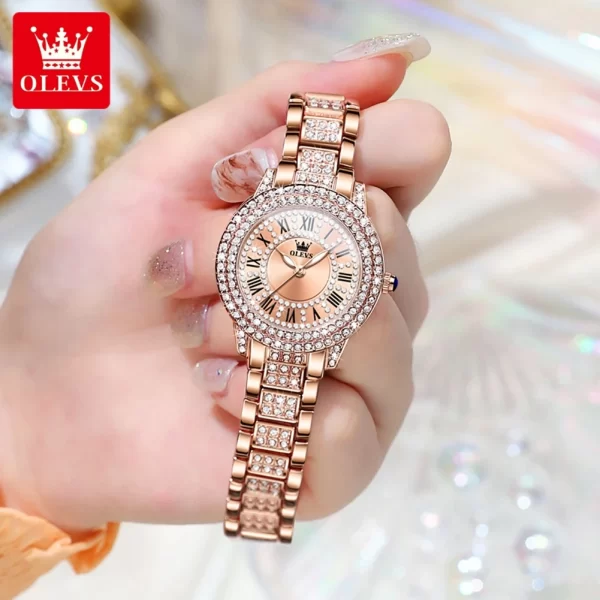 Relógio de pulso, quartzo impermeável, feminino, OLEVS, em aço inoxidável, relógio elegante, diamante original, relógios de luxo, moda - Image 2