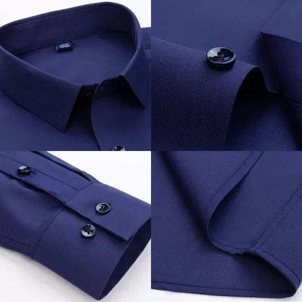 Camisas elásticas de manga comprida masculina, camisa branca, slim fit, anti-rugas, social, blusa de negócios. - Image 6